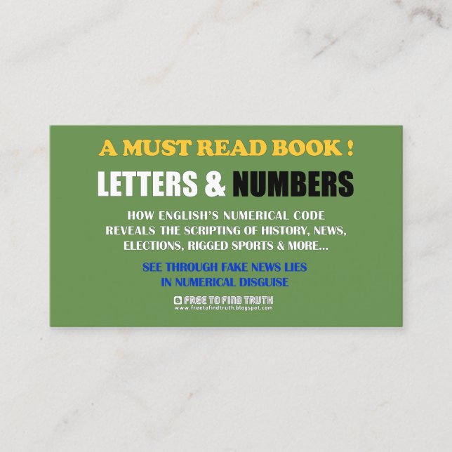 Carte De Visite Libérez pour trouver la vérité/lettres et les (Devant)