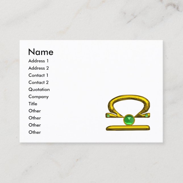 Carte De Visite LIBRA GOLD ZODIAC JEWEL Green Emerald (Devant)
