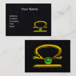 Carte De Visite LIBRA GOLD ZODIAC JEWEL, Vert Emeraude Noir