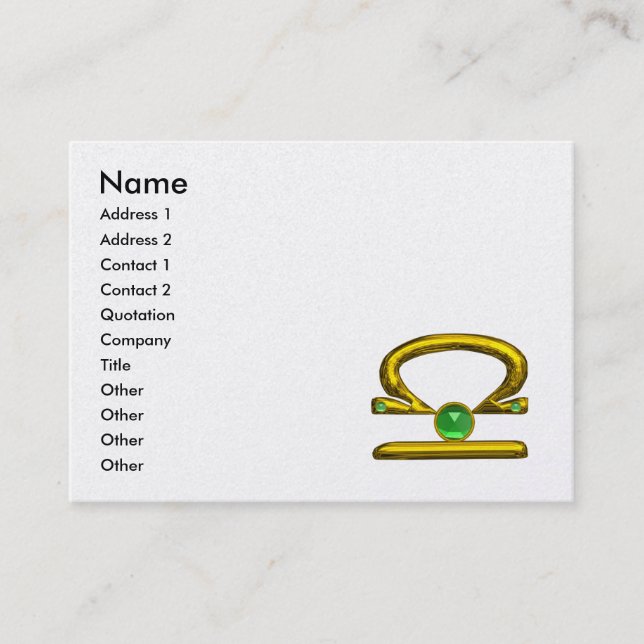 Carte De Visite LIBRA ZODIAC JEWEL Gold Green Emerald Pearl (Devant)