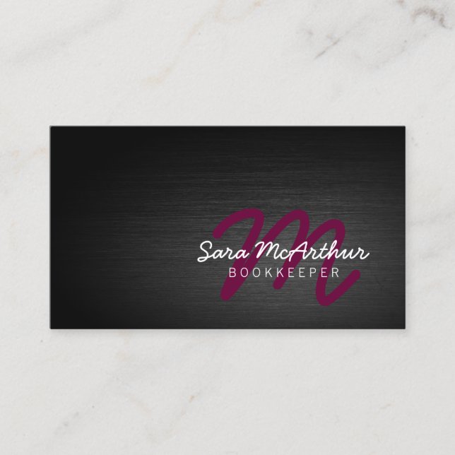 Carte De Visite Libraire Services financiers Sombre Cursive Monogr (Devant)