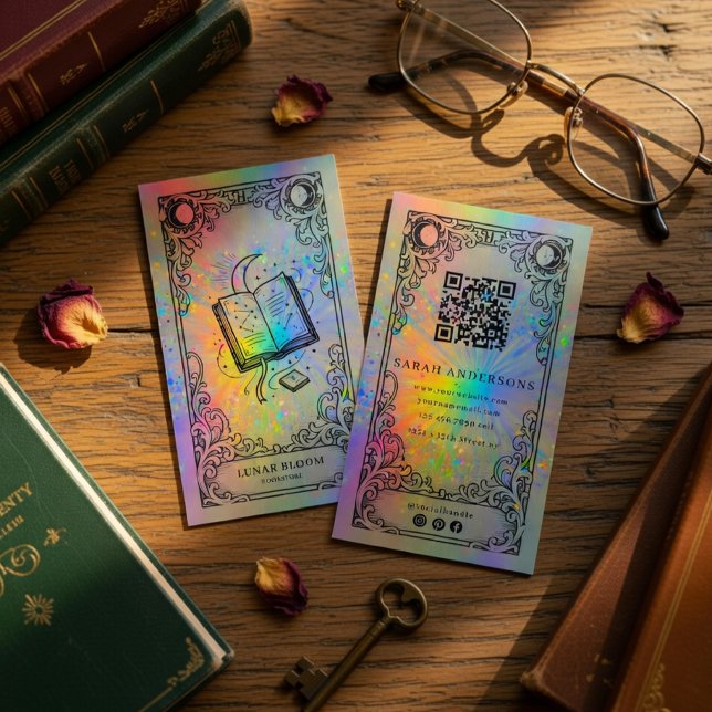 Carte De Visite Librairie Marque de Livre Céleste Holographique (Créateur téléchargé)