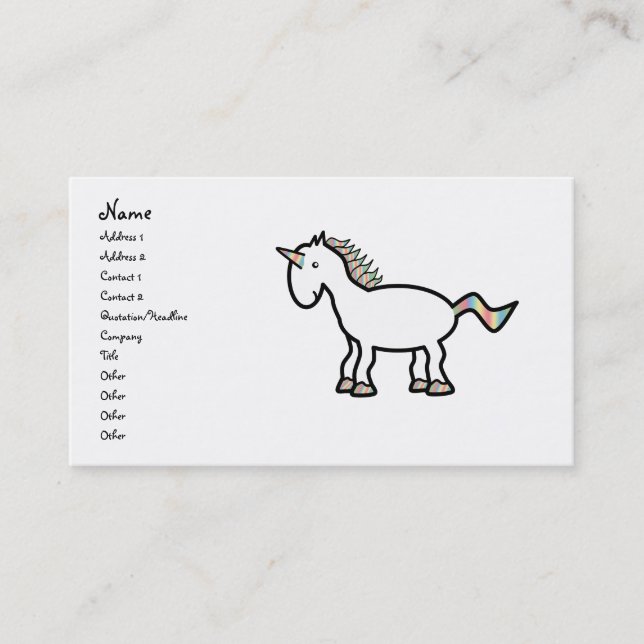 Carte De Visite Licorne blanche d'arc-en-ciel (Devant)