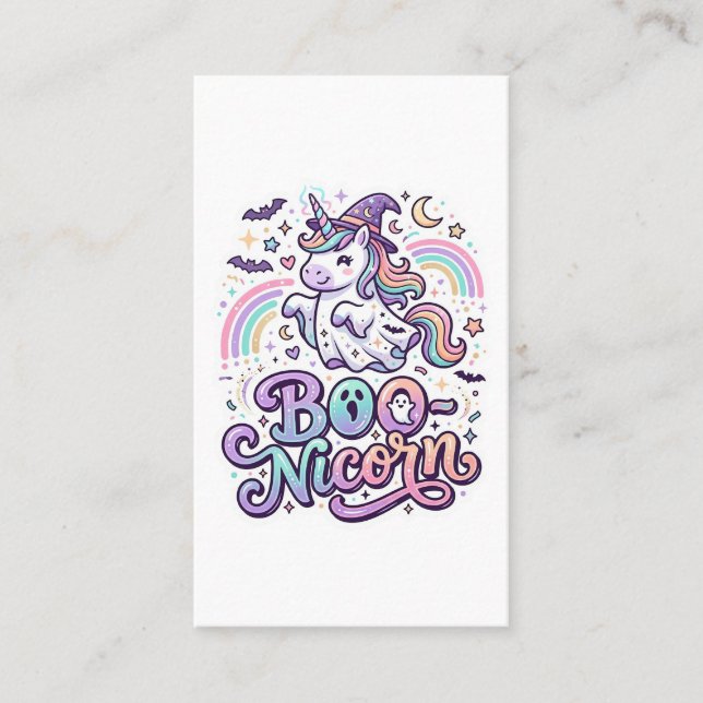 Carte De Visite Licorne Boo-licorne Vecteur Premium Conception Vec (Devant)