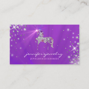 Carte De Visite Licorne cheval scintille violet joaillier diamant