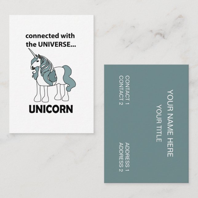 Carte De Visite Licorne Connectée À L'Univers Licorne (Devant / Derrière)