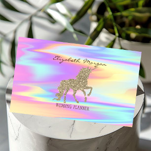 Carte De Visite Licorne pailletée or holographique moderne élégant