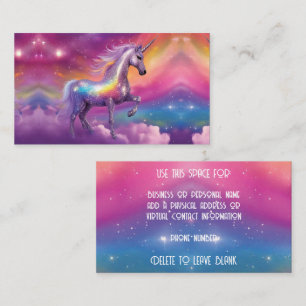Carte De Visite Licorne Paillettes Arc-en-Ciel Cosmique de Ton Joy
