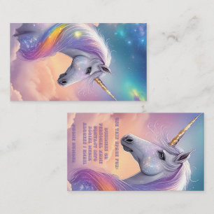 Carte De Visite Licorne rêveuse Paillettes Pastel Galaxie Nuages c