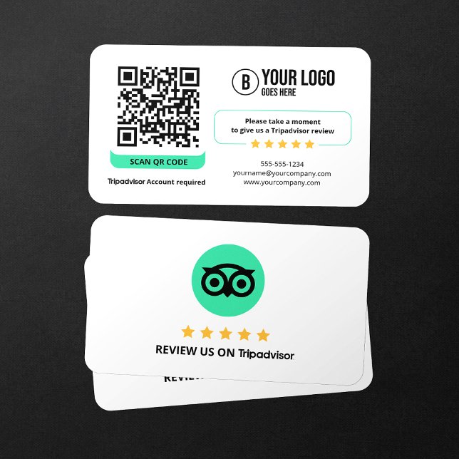 Carte De Visite Lien de révision d'entreprise Code QR Avis Tripadv (Créateur téléchargé)