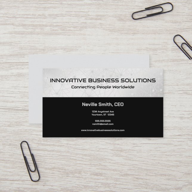 Carte De Visite Liens de réseau gris Tech Informatique Ordinateurs (Devant/Arrière en situation)