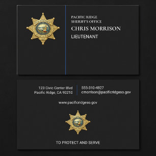 Carte De Visite Lieutenant agent de police Exécution de la loi 