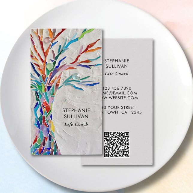 Carte De Visite Life Coach QR Code Tree of Life (Créateur téléchargé)