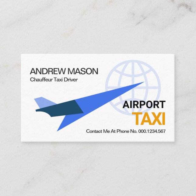 Carte De Visite Lifto Blue Jet Avion Global Airport Taxi Ride (Devant)