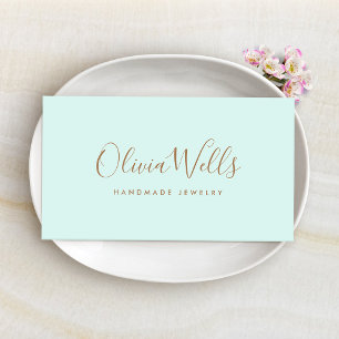 Carte De Visite Light Aqua Blue Script manuscrit Social Media