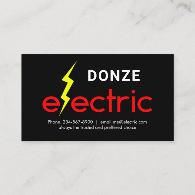 Carte De Visite Lightning On Electric Service (Devant)