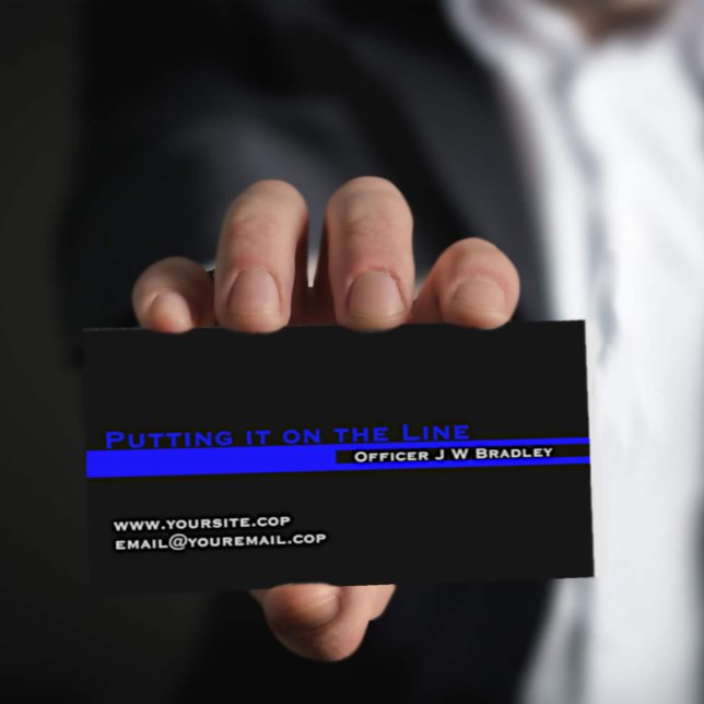 Carte De Visite Ligne Bleue Mince Le mettre sur la ligne Police (Créateur téléchargé)