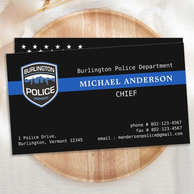 Carte De Visite Ligne Bleue Mince Police Application Logo Personna (Créateur téléchargé)
