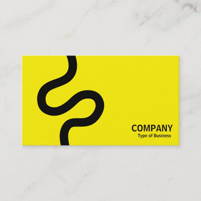 Carte De Visite Ligne courbe 02 - Noir sur Jaune (Devant)