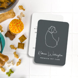 Carte De Visite Ligne de chien vert mignon dessin animal Sitter ch