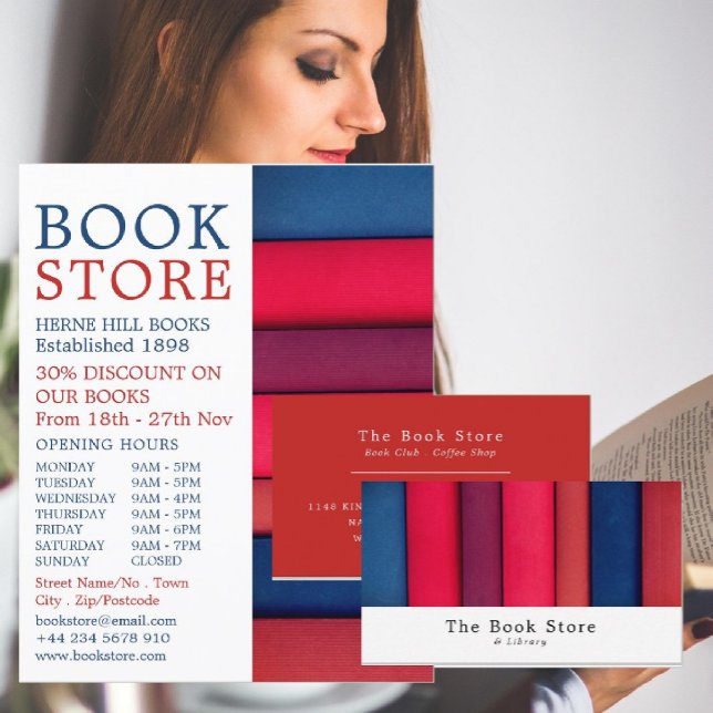Carte De Visite Ligne de livres, Librairie (Créateur téléchargé)