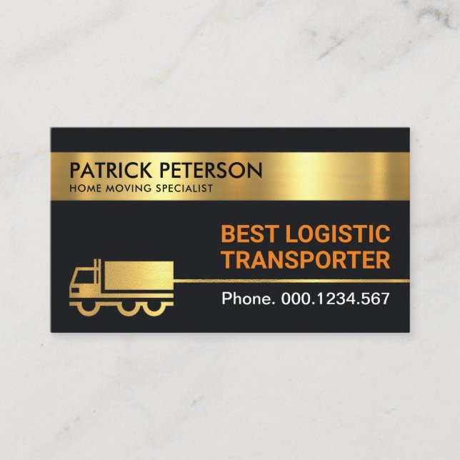 Carte De Visite Ligne de transport logistique Gold Trucker (Devant)