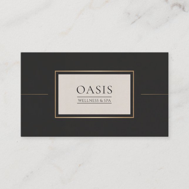 Carte De Visite Ligne d'or noir rectangle élégant moderne (Devant)