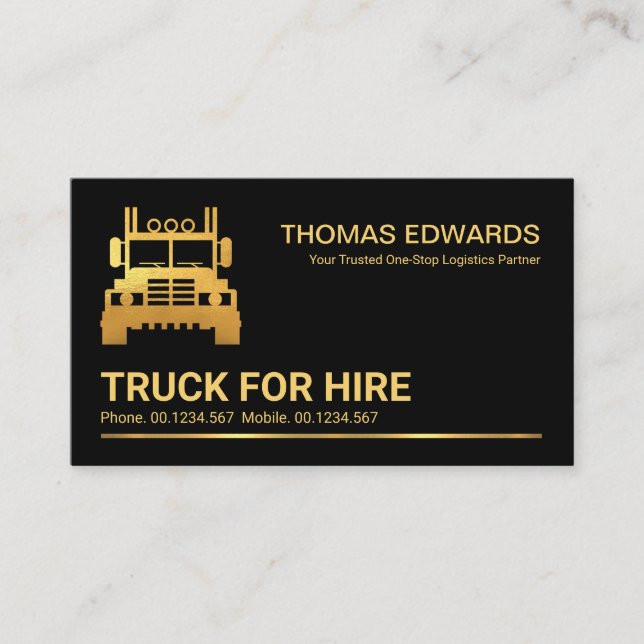 Carte De Visite Ligne minimaliste Professionnelle Gold Truck (Devant)