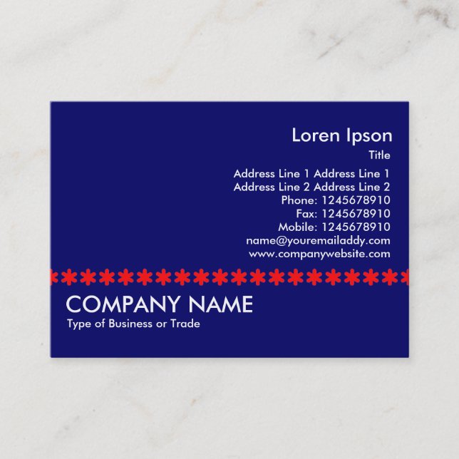 Carte De Visite Ligne rouge Asterisk - Bleu foncé (Devant)