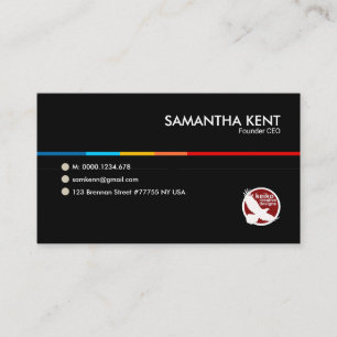 Carte De Visite Ligne saisissante noire simple fondateur de