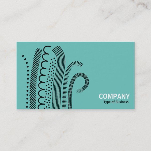 Carte De Visite Lignes Abstraites 01- Noir sur Turquoise clair (Devant)