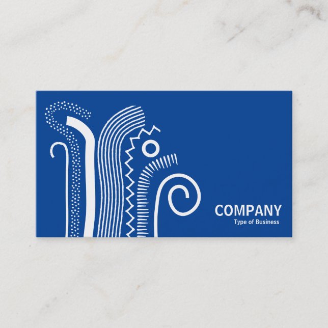 Carte De Visite Lignes Abstraites 02- Blanc sur Bleu Profond (Devant)