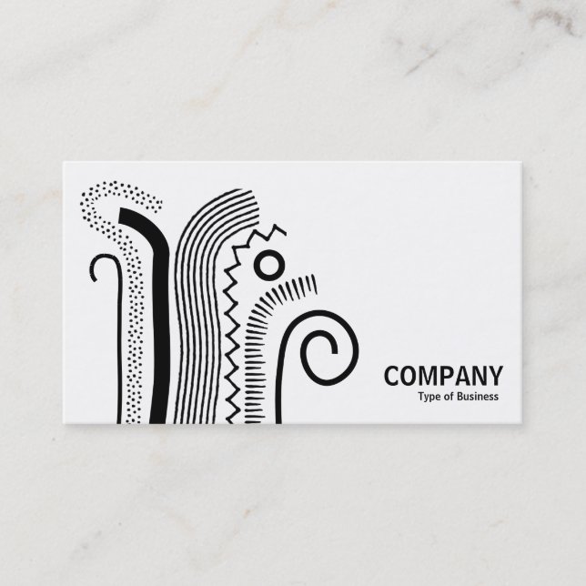 Carte De Visite Lignes Abstraites 02- Noir sur Blanc (Devant)