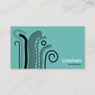 Carte De Visite Lignes Abstraites 02- Noir sur Turquoise clair