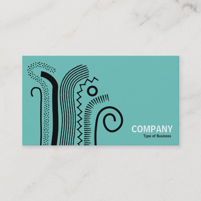 Carte De Visite Lignes Abstraites 02- Noir sur Turquoise clair (Devant)