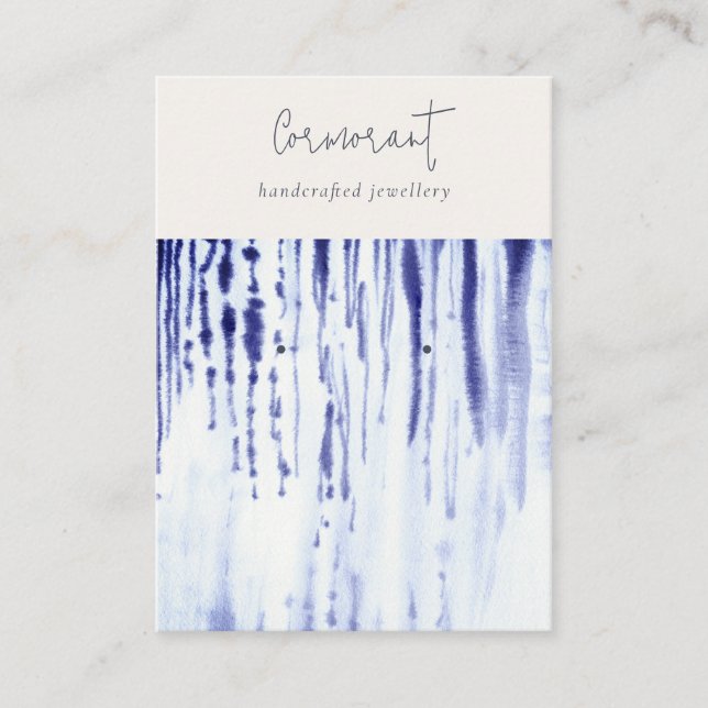 Carte De Visite Lignes Abstraites en encre bleue Porte-étendard (Devant)