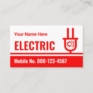 Carte De Visite Lignes de prise électrique rouge