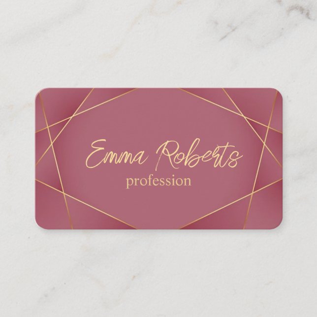 Carte De Visite Lignes d'or de luxe Royal Pink Texture (Devant)