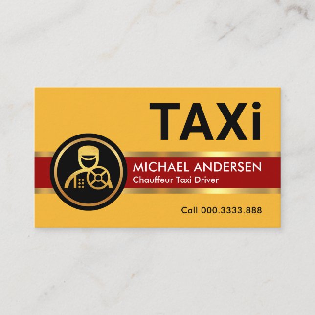 Carte De Visite Lignes d'or de Taxi Jaune conduisant (Devant)