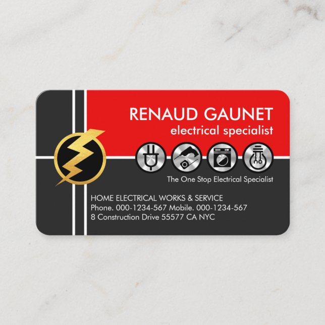 Carte De Visite Lignes électriques Crisscross Électricité (Devant)