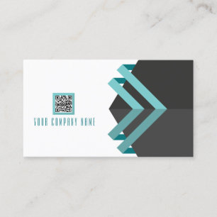 Carte De Visite Lignes modernes Aqua et Charbon avec code QR