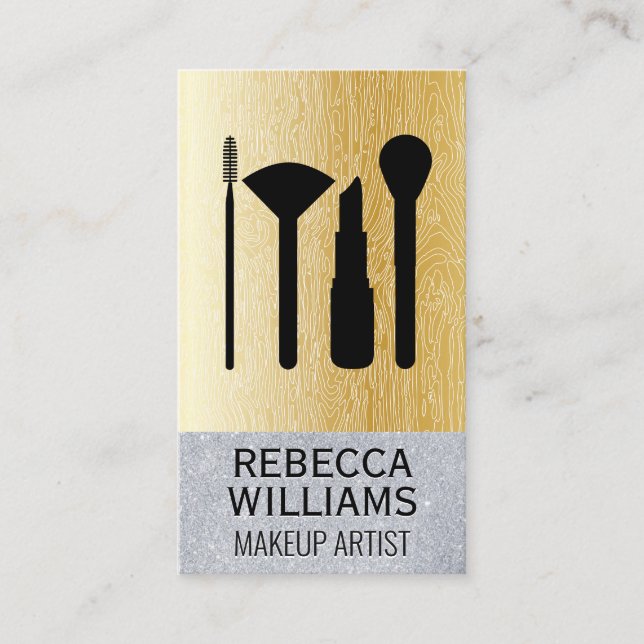 Carte De Visite Lignes naturelles Gradient Or | Jeu de maquillage  (Devant)
