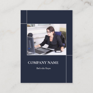 Carte De Visite Lignes photo personnalisées bleu