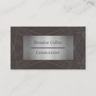Carte De Visite Lignes réseau noir argent élégant