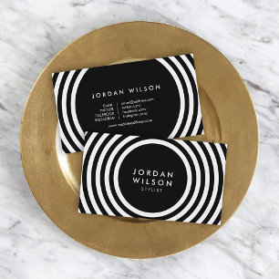 Carte De Visite Lignes rondes minimes en noir et blanc Médias soci