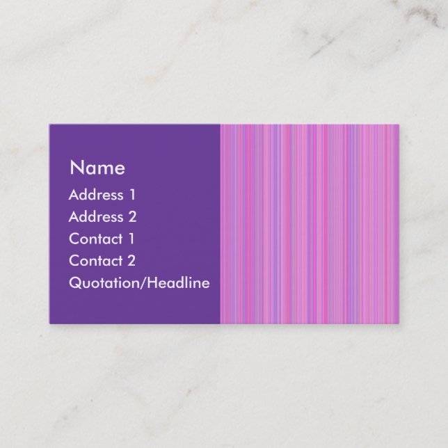 Carte De Visite Lignes rose pourpre (Devant)