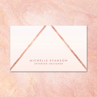 Carte De Visite Lignes roses Gold Foil Blush Pink Ombre Élégant
