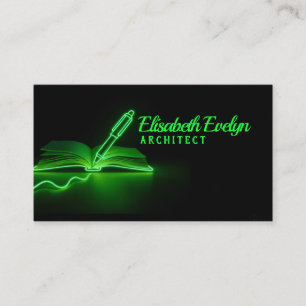 Carte De Visite Lignes vertes de création : stylo et livre