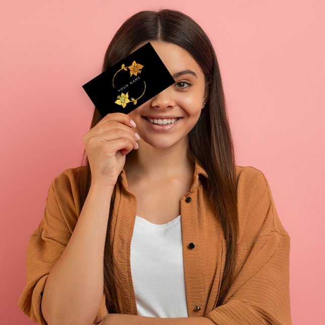 Carte De Visite Lila Cercles Golden Foil Black Vip (Lila Circles Golden Foil Black Vip Business Card)