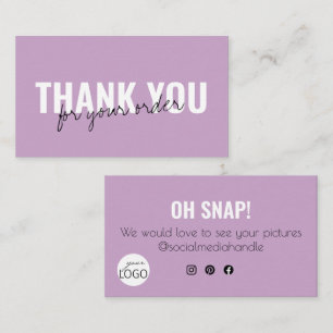 Carte De Visite Lilac Merci tendance Snap & Share Logo personnalis